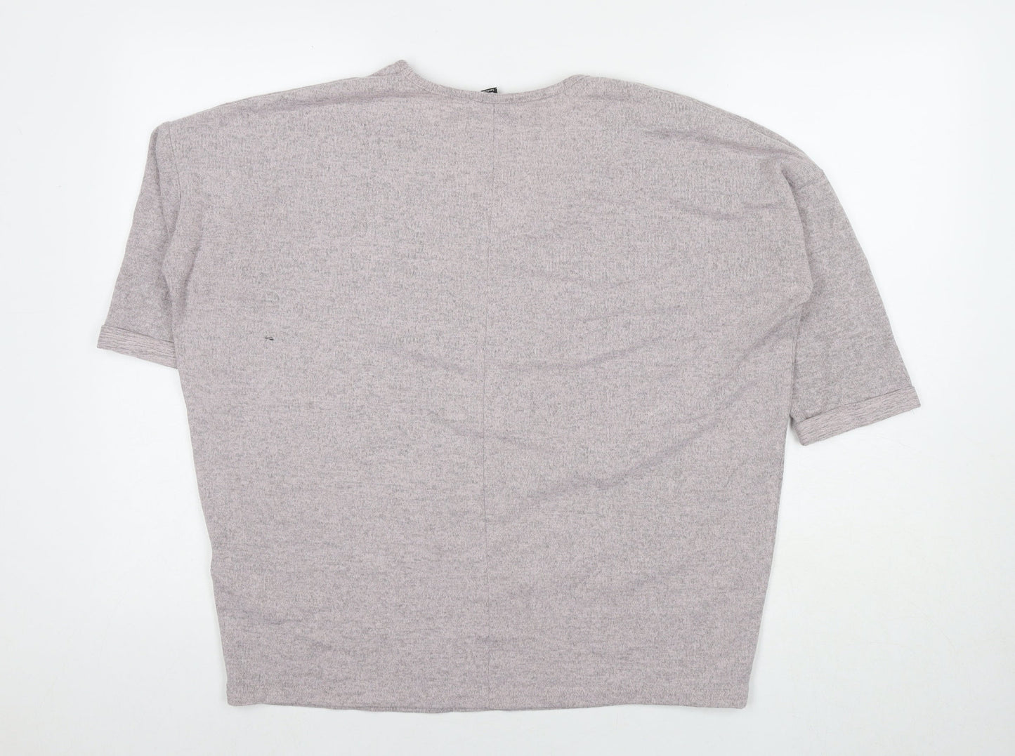 New Look Womens Grey Polyester Basic T-Shirt Size M V-Neck