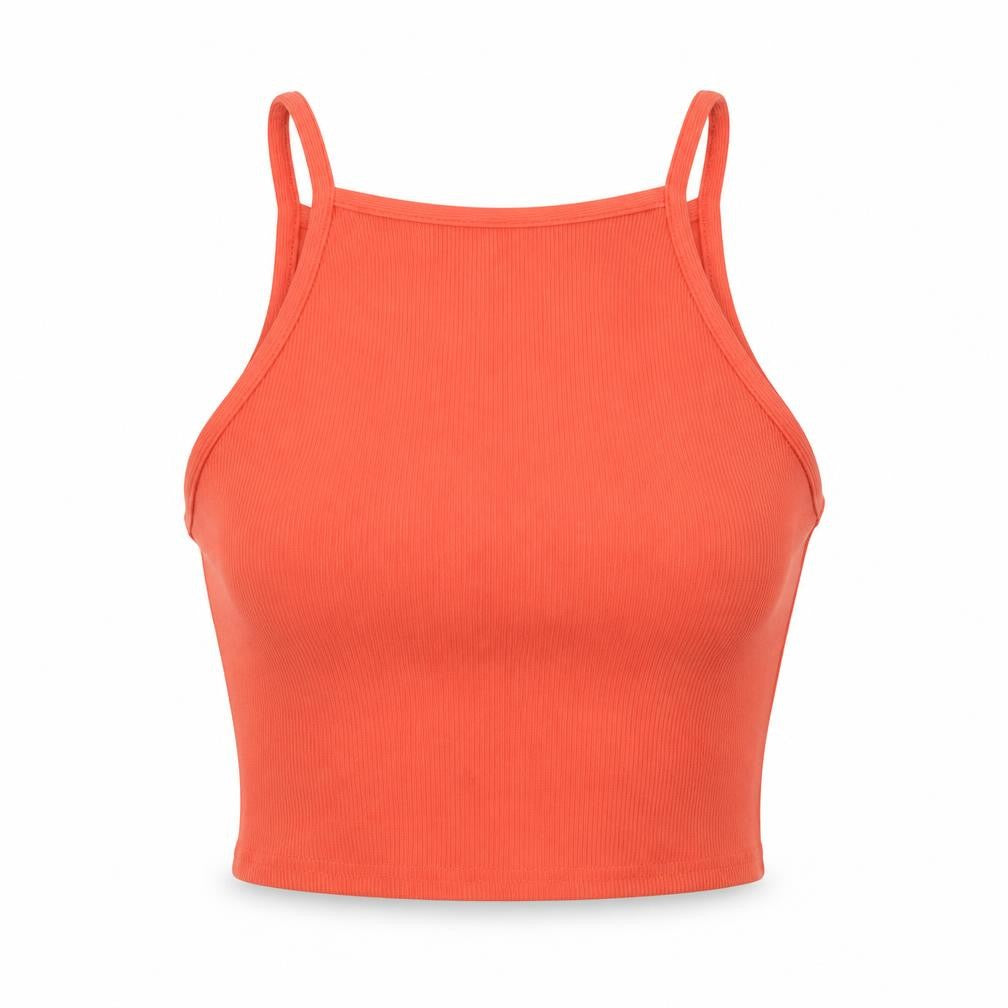 New Look Womens Orange Polyester Cropped Tank Size 8 Square Neck