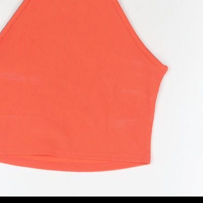 New Look Womens Orange Polyester Cropped Tank Size 8 Square Neck