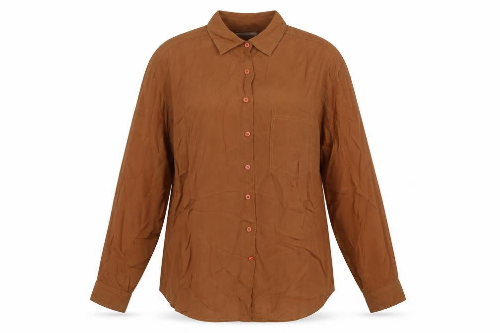 Sasperilla Womens Brown Viscose Tunic Blouse Size L Collared
