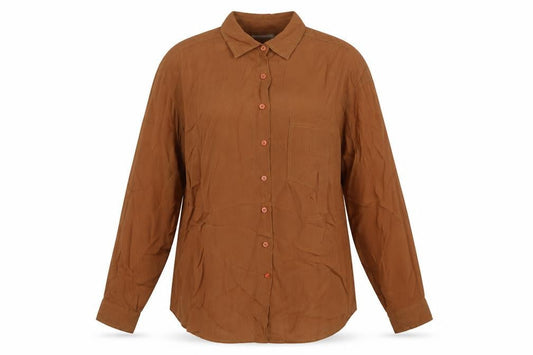 Sasperilla Womens Brown Viscose Tunic Blouse Size L Collared