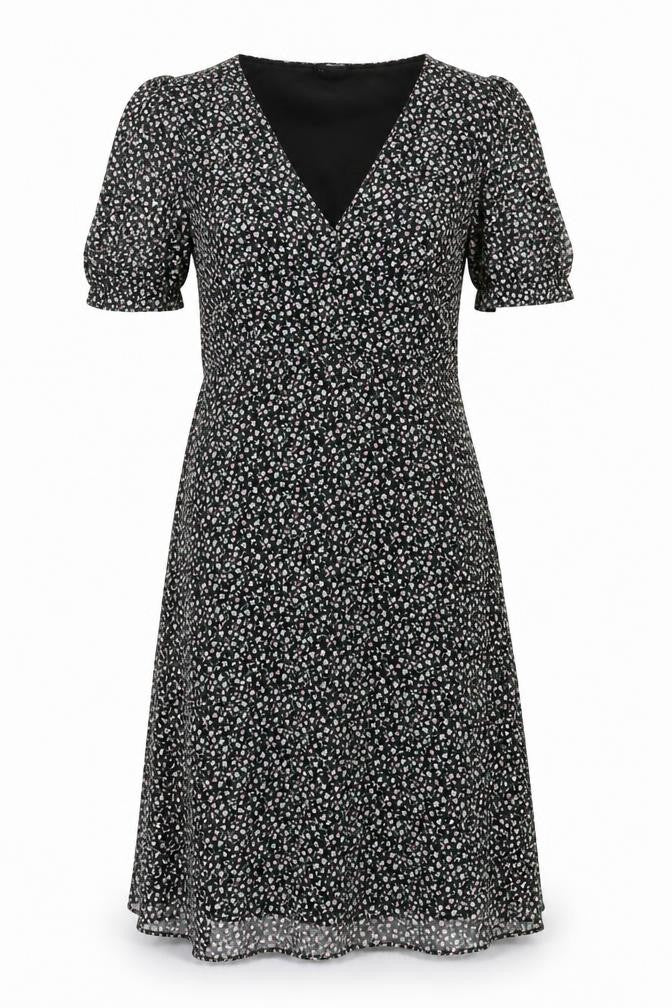 H&M Womens Multicoloured Floral Polyester Blend A-Line Size 10 V-Neck - Side spits