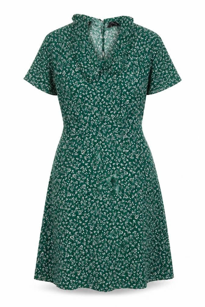 New Look Womens Ivory Floral Viscose A-Line Size 12 Collared