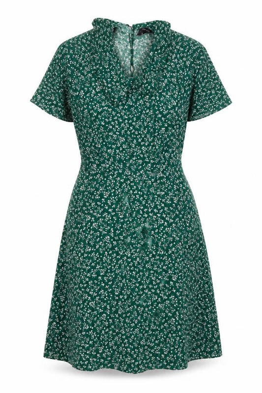 New Look Womens Ivory Floral Viscose A-Line Size 12 Collared