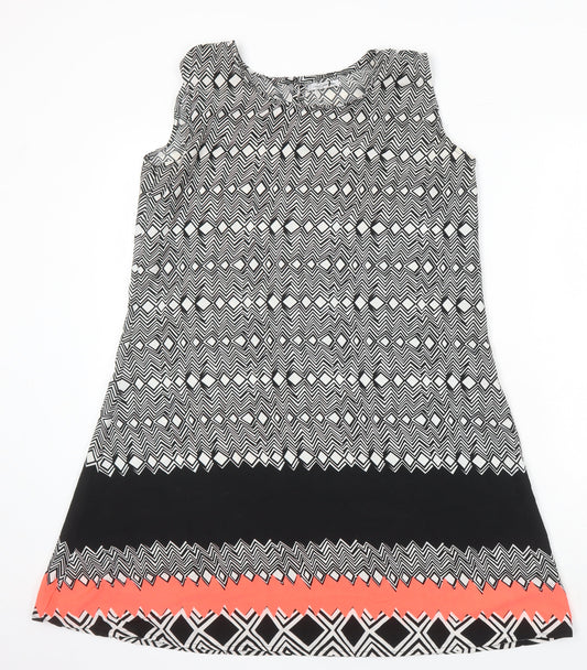 Simply stockshop Womens Multicoloured Geometric Polyester A-Line Size L Boat Neck