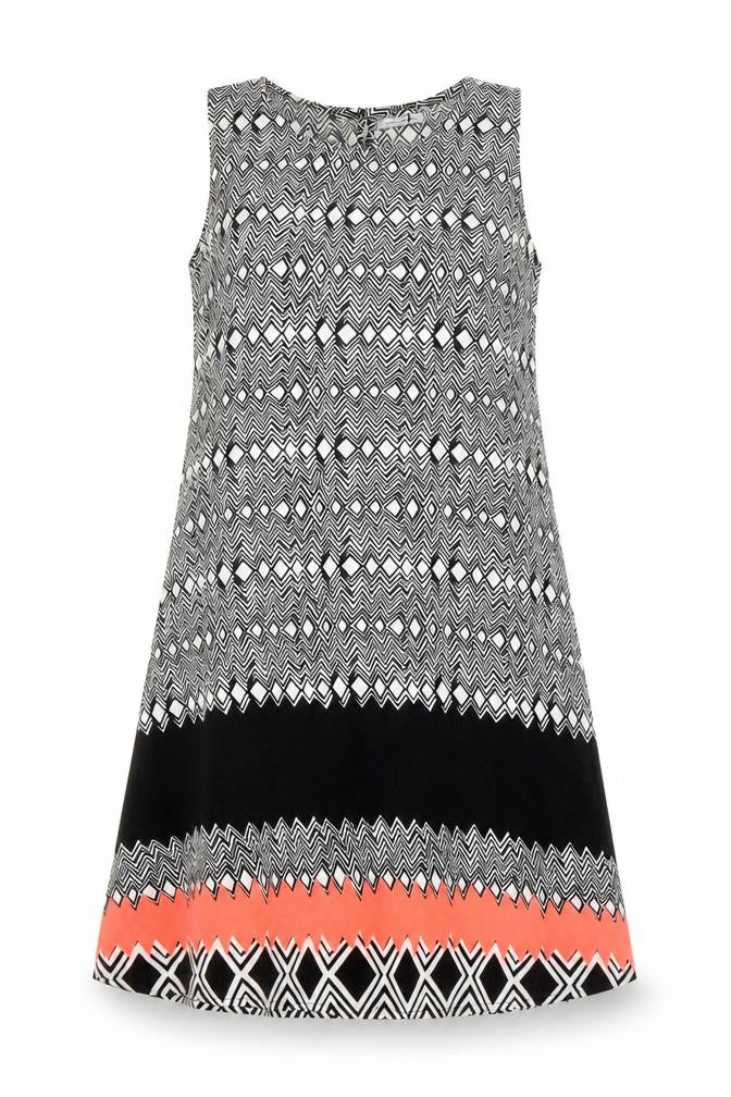 Simply stockshop Womens Multicoloured Geometric Polyester A-Line Size L Boat Neck