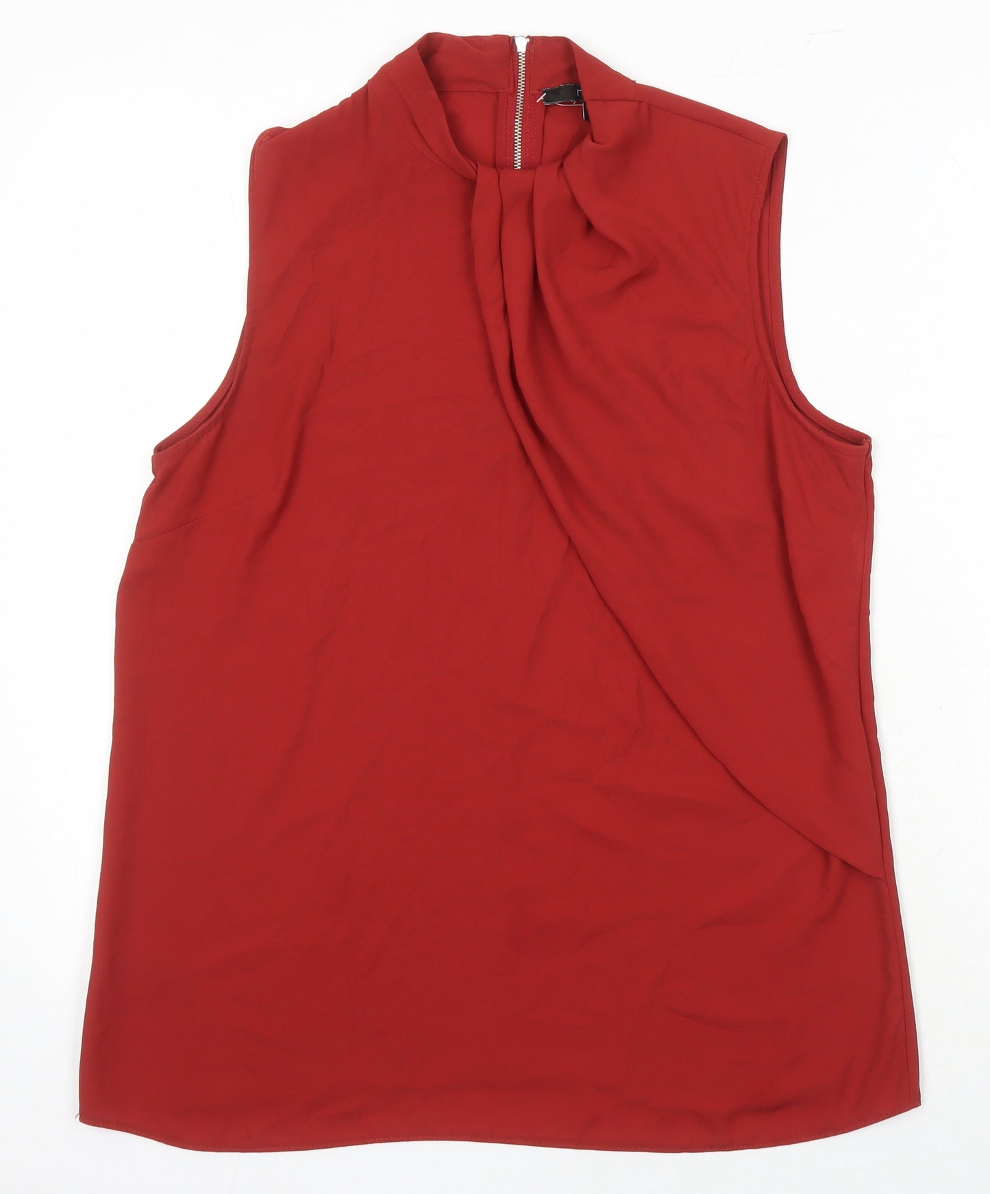 NEXT Womens Red Polyester Jersey Blouse Size 14 Round Neck