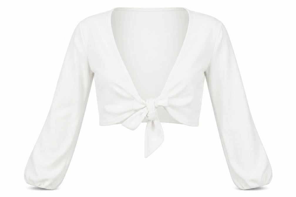 Boohoo Womens Ivory Polyester Cropped Blouse Size 6 V-Neck