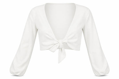 Boohoo Womens Ivory Polyester Cropped Blouse Size 6 V-Neck