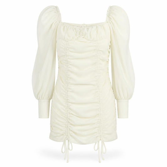 PRETTYLITTLETHING Womens Ivory Polyester Shift Size 4 Square Neck