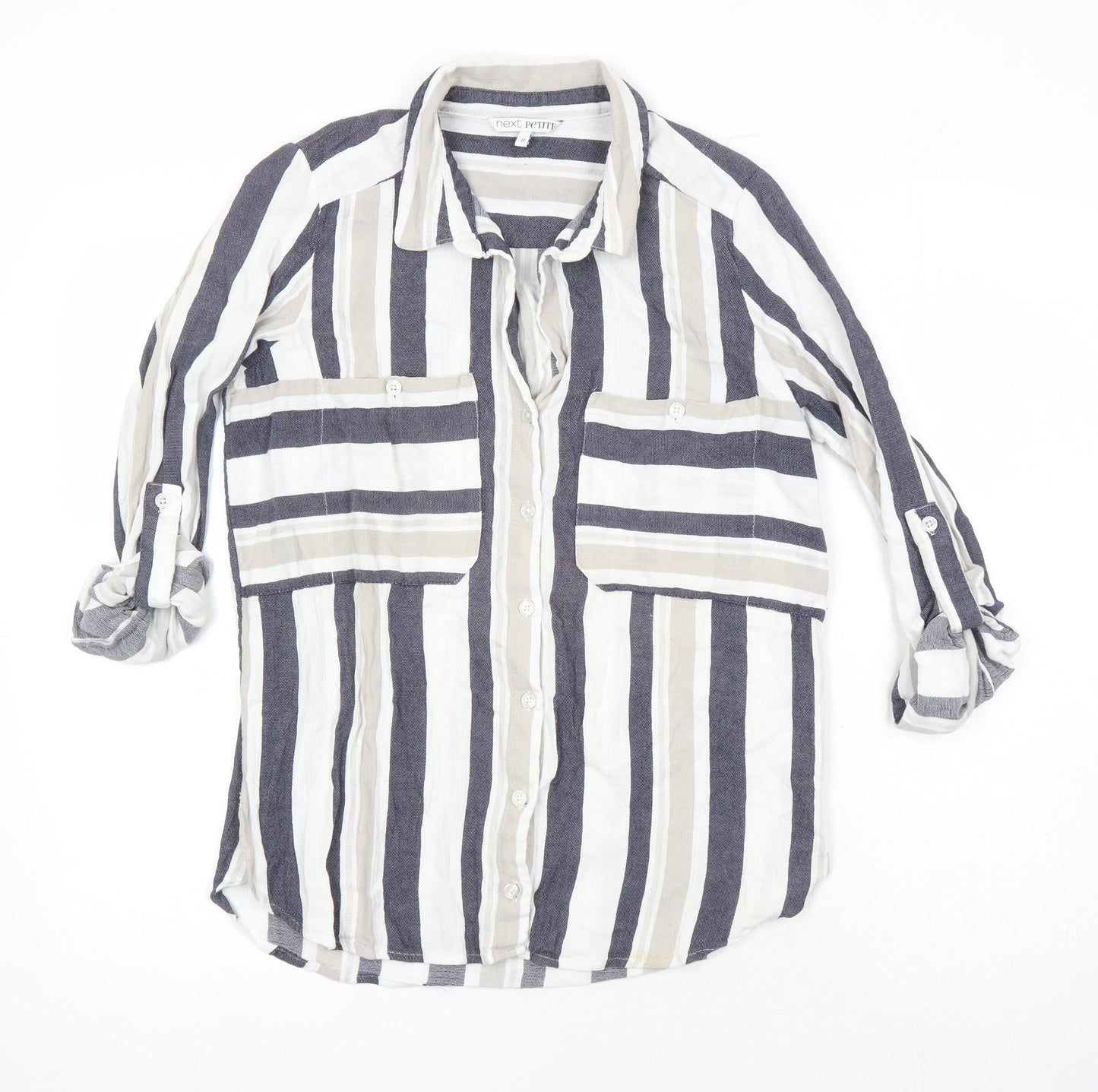 NEXT Womens Ivory Polka Dot Cotton Basic Button-Up Size 12 Collared