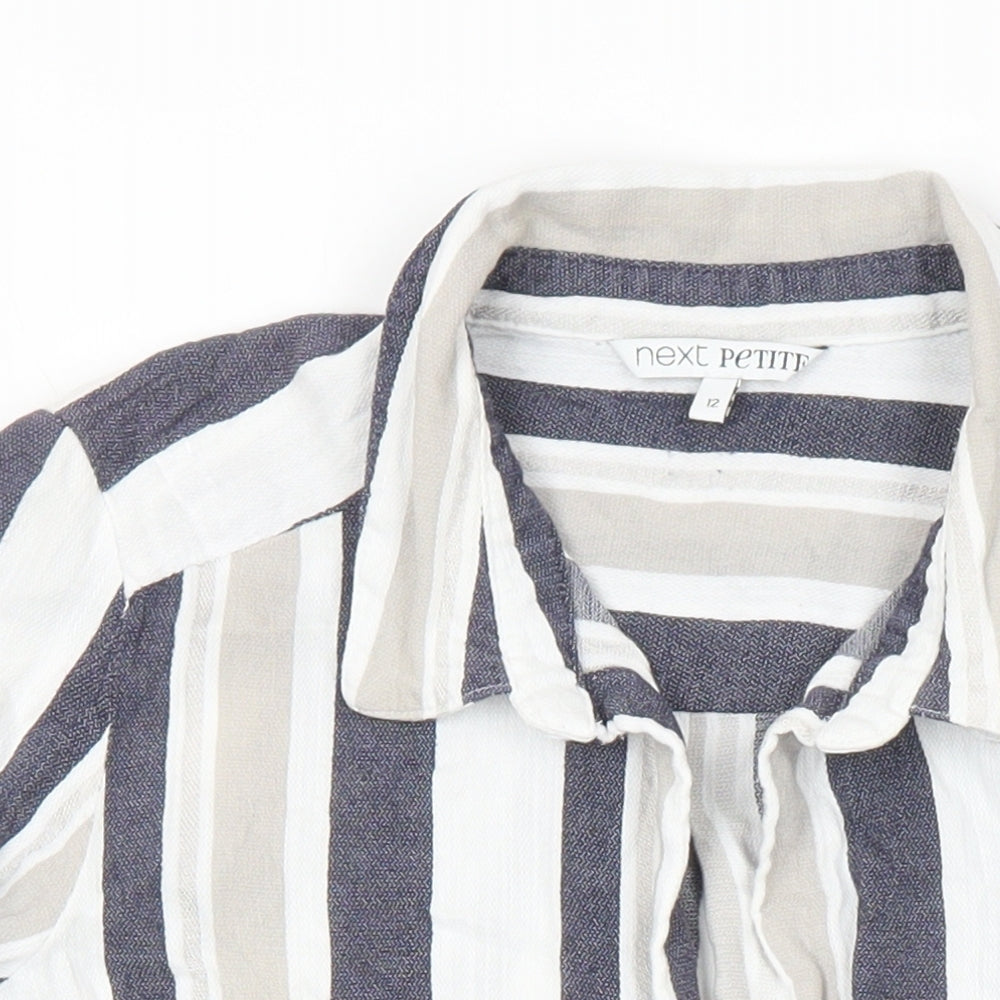 NEXT Womens Ivory Polka Dot Cotton Basic Button-Up Size 12 Collared