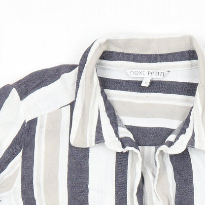 Next Womens Ivory Polka Dot Cotton Basic Button-Up Size 12 Collared