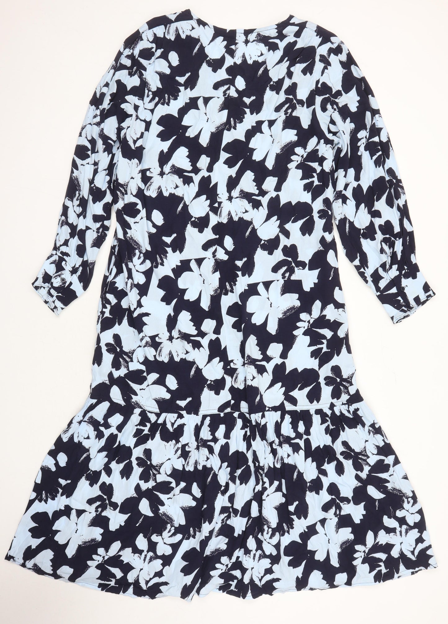 Kin Womens Multicoloured Floral Polyester Blend A-Line Size 12 V-Neck