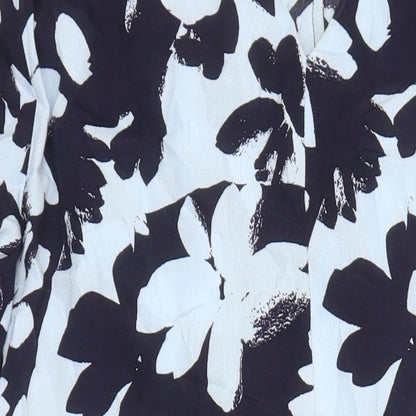 Close-up detail of Kin women’s multicoloured floral polyester blend a-line, size UK 12, v-neck