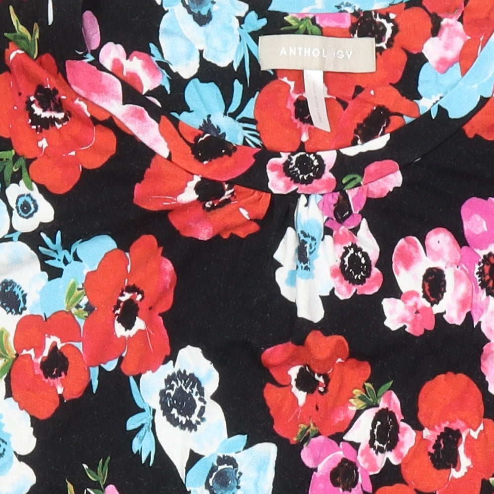 Anthology Womens Multicoloured Floral Viscose Jersey Blouse Size 16 Scoop Neck