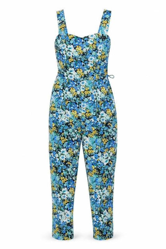 Dorothy Perkins Womens Multicoloured Floral Vinyl Jumpsuit One-Piece Size 10 L26 in - Pockets
