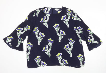 Warehouse Womens Multicoloured Floral Polyester Tunic Blouse Size 16 Roll Neck