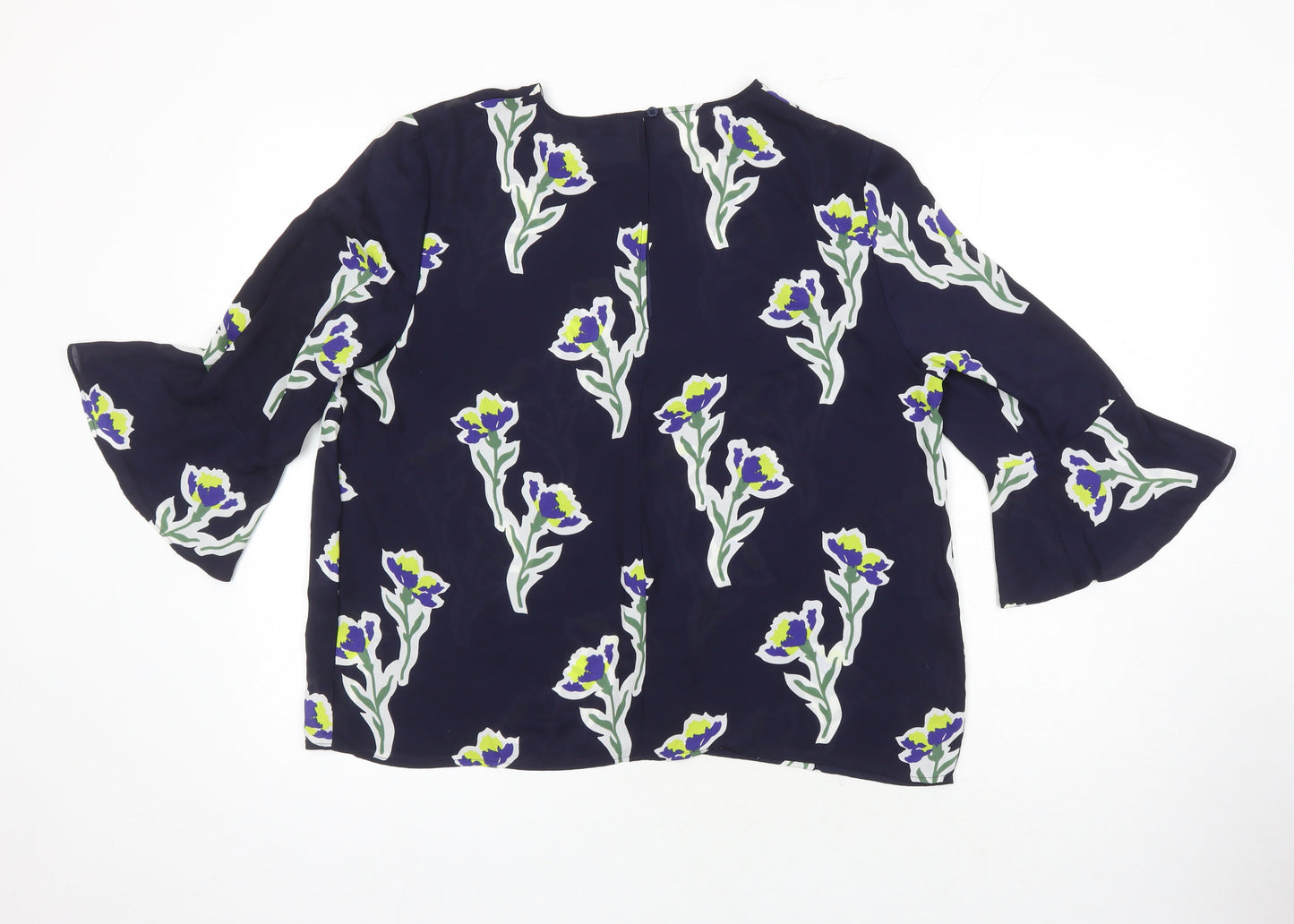 Warehouse Womens Multicoloured Floral Polyester Tunic Blouse Size 16 Roll Neck