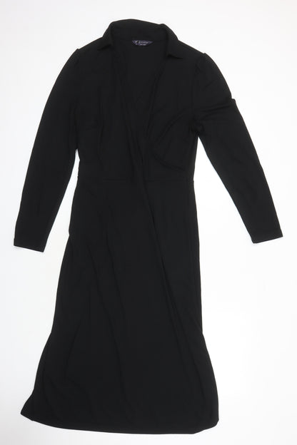 Marks & Spencer Womens Black Polyester Shift Size 12 V-Neck