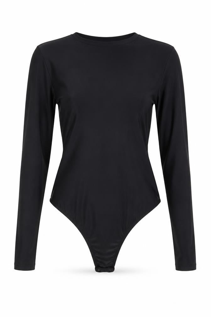 PRETTYLITTLETHING Womens Black Viscose Blend Bodysuit One-Piece Size 8