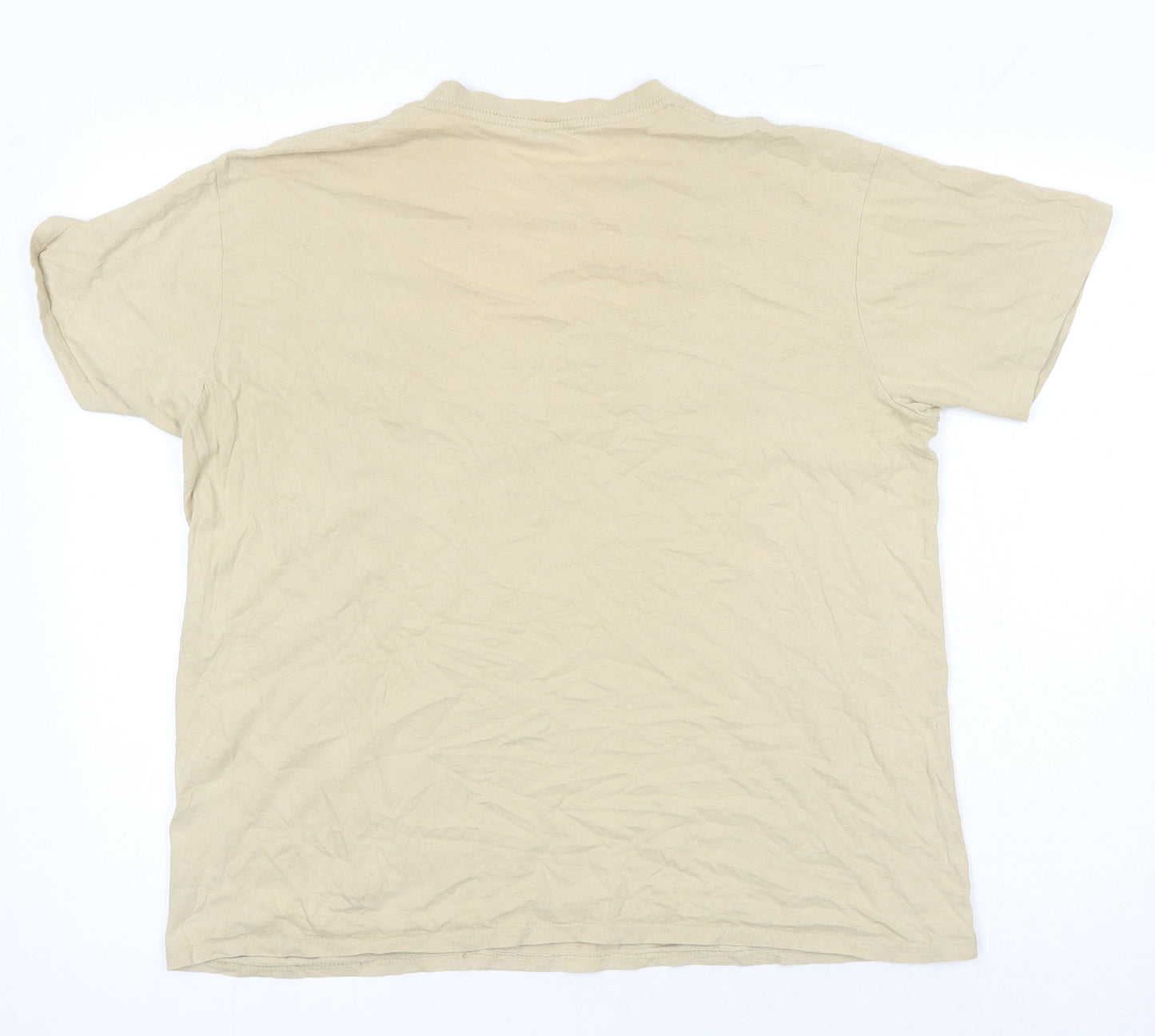 Shok Womens Beige 100% Cotton Basic T-Shirt Size L Round Neck