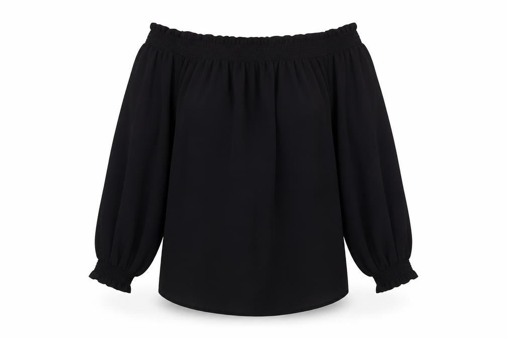 New Look Womens Black Polyester Tunic Blouse Size 14 Boat Neck