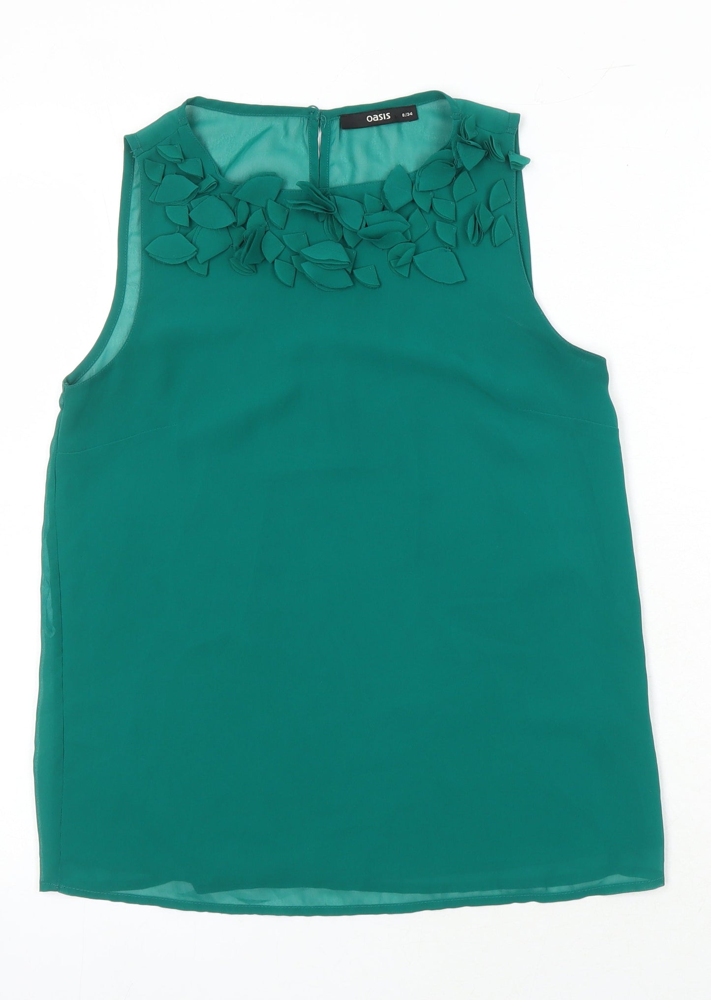 Oasis Womens Green Polyester Tunic Blouse Size 8 Boat Neck