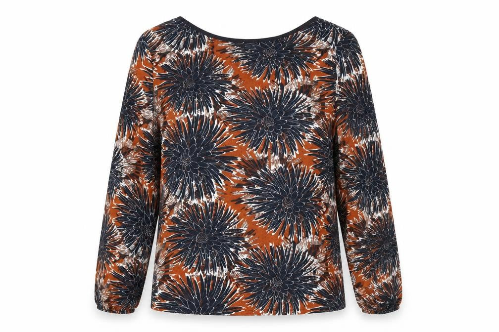 H&M Womens Multicoloured Floral Polyester Tunic Blouse Size 10 Boat Neck
