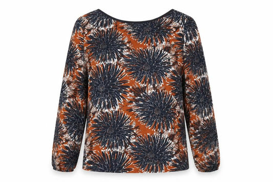 H&M Womens Multicoloured Floral Polyester Tunic Blouse Size 10 Boat Neck