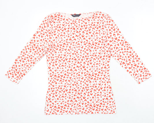 M&S Womens Multicoloured Geometric Chlorofibre Jersey Blouse Size 10 Round Neck