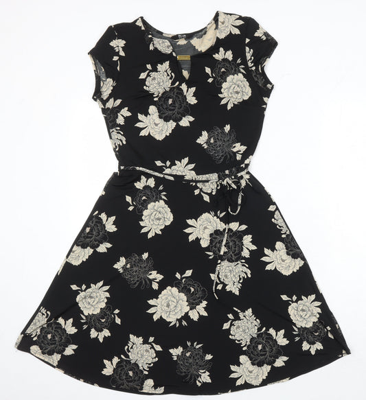 KD London Womens Multicoloured Floral Polyester A-Line Size 10 Scoop Neck