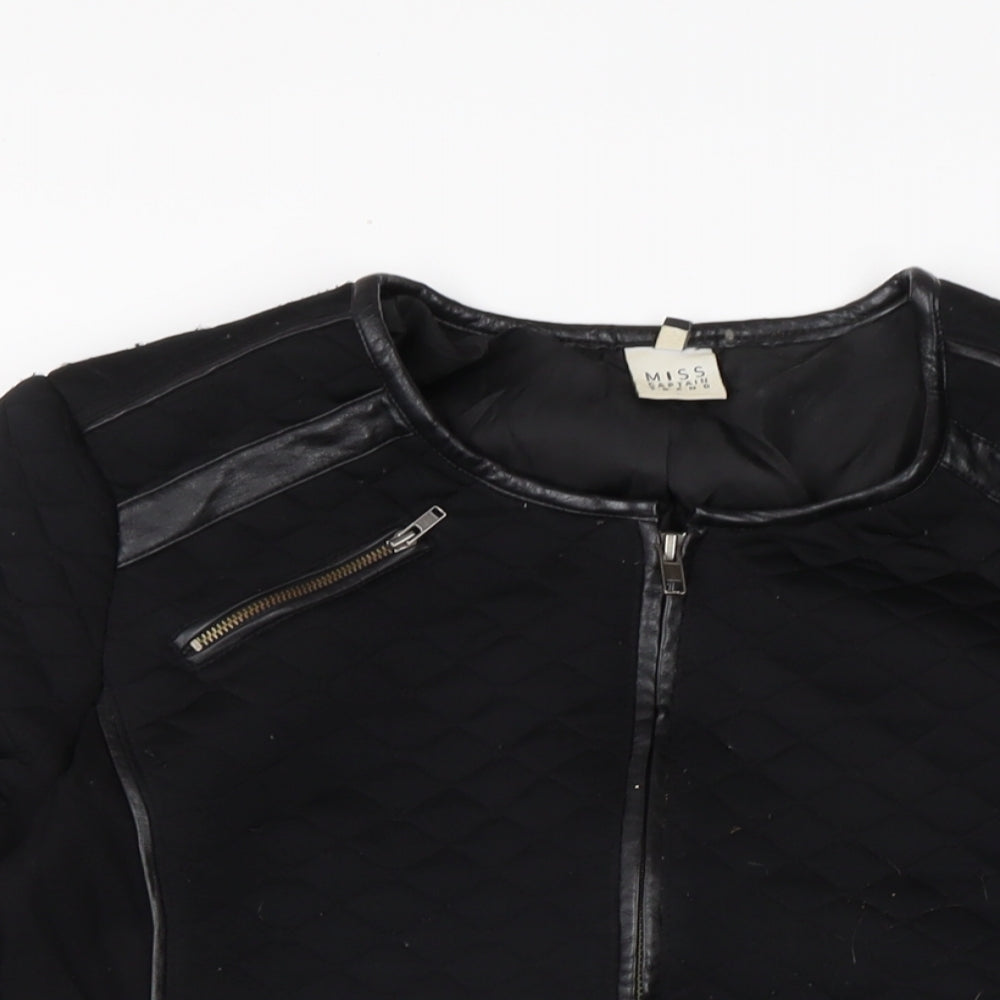 Miss Captain Womens Black Biker Jacket Size 10 Zip