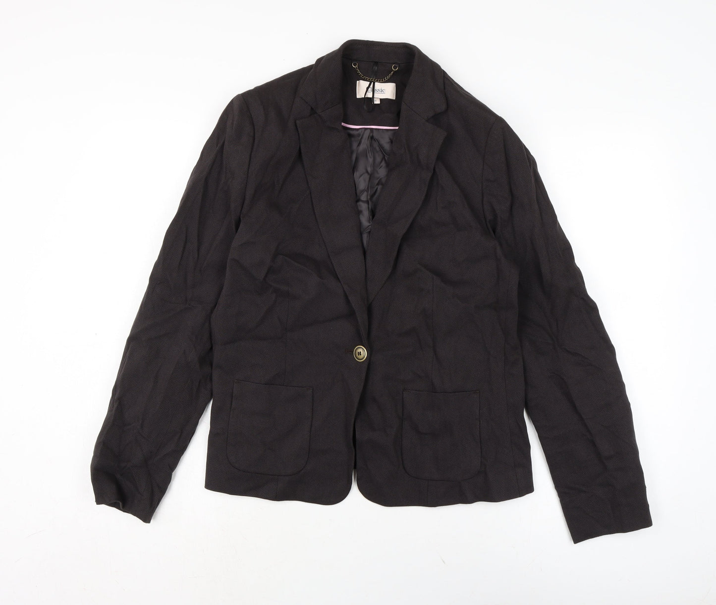 Marks and Spencer Womens Black Jacket Size 16 Button