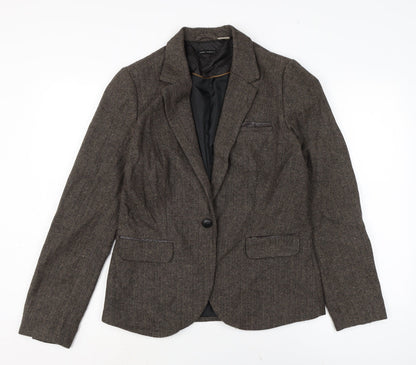 Additional front view of La radoute women’s brown jacket, size UK 12, button