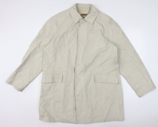 Georgio Armani Mens Ivory Rain Coat Coat Size XL Snap