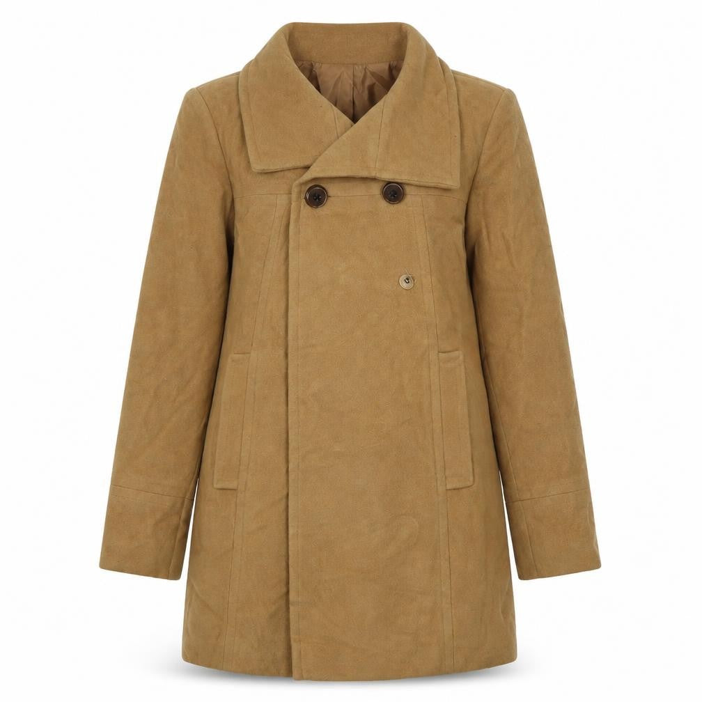 Larry Levine Womens Brown Overcoat Coat Size XS Button