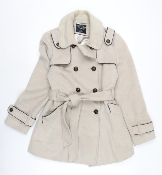 Atmosphere Womens Beige Overcoat Coat Size 12 Button