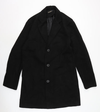 Benibos Mens Black Overcoat Coat Size XL Button