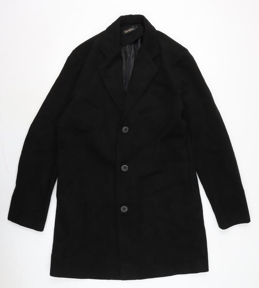 Benibos Mens Black Overcoat Coat Size XL Button