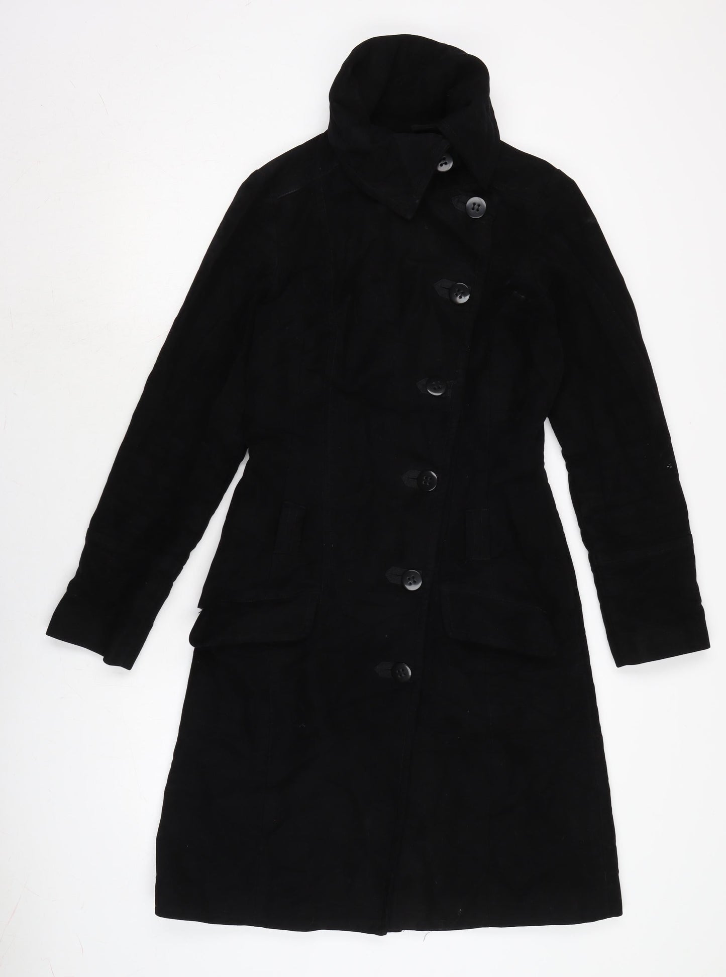 Warehouse Womens Black Military Jacket Coat Size 8 Button