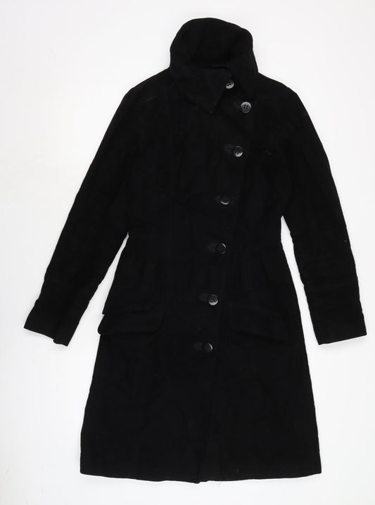 Warehouse Womens Black Military Jacket Coat Size 8 Button