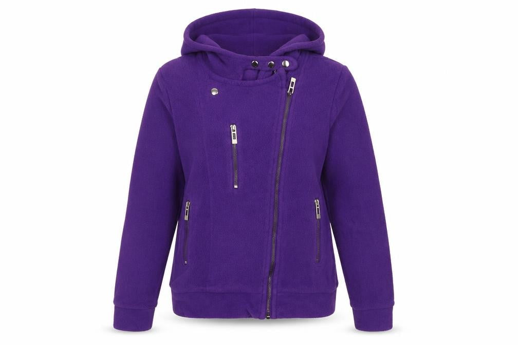 Doubleju Womens Purple Crew Neck Polyester Full Zip Jumper Size M