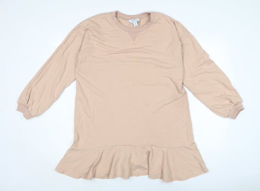 Style cheat Womens Beige Cotton Jumper Dress Size M Crew Neck