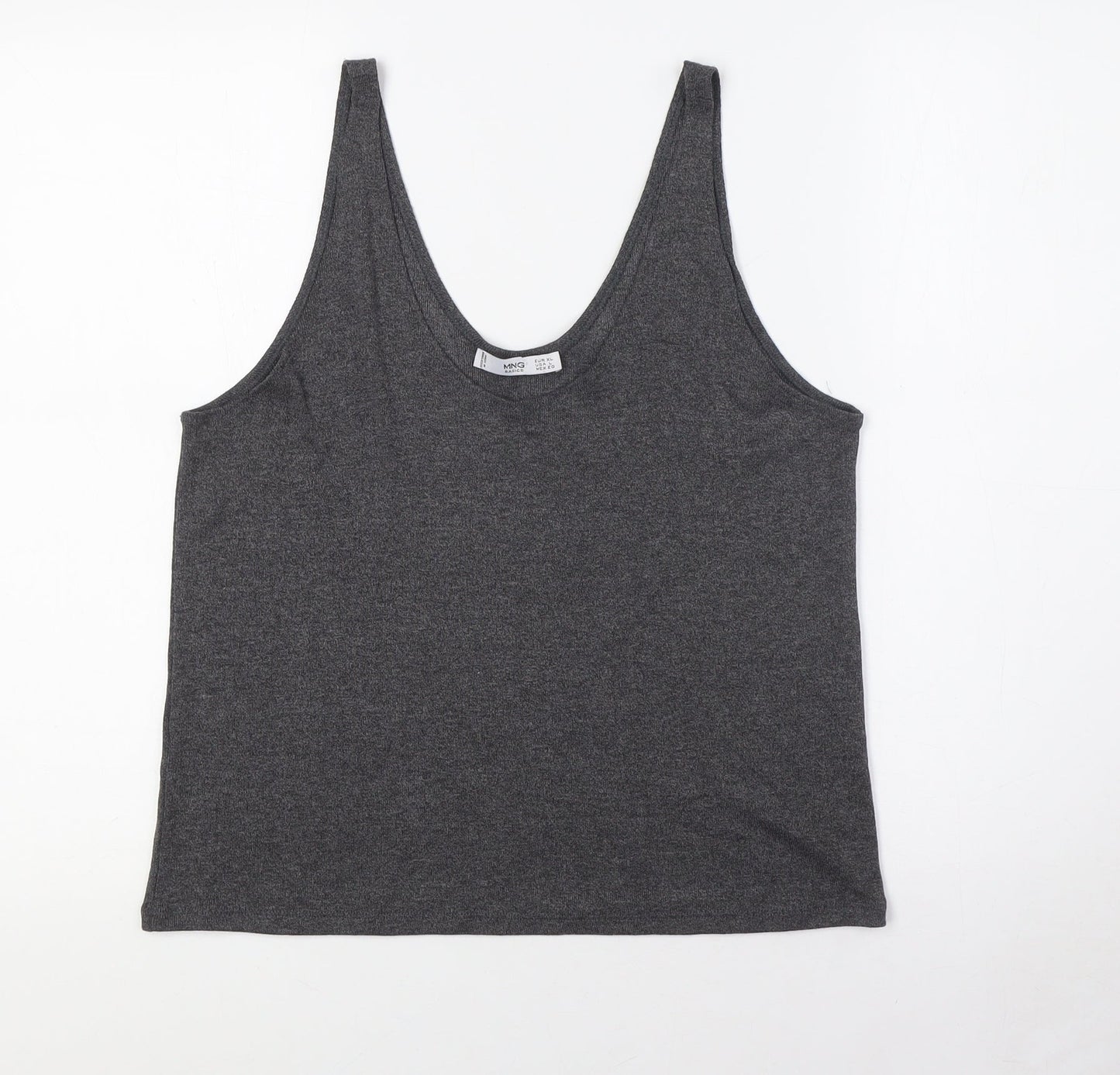 MNG Womens Grey Polyester Basic Button-Up Size XL Scoop Neck