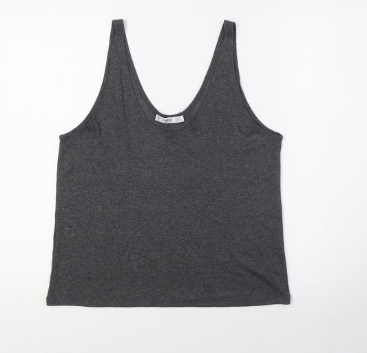 MNG Womens Grey Polyester Basic Button-Up Size XL Scoop Neck