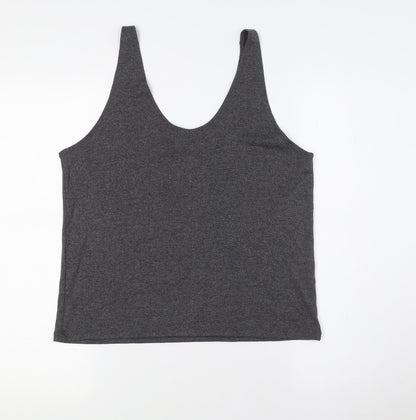 Mango Womens Grey Polyester Basic Button-Up Size XL Scoop Neck