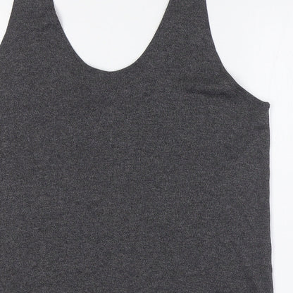 Mango Womens Grey Polyester Basic Button-Up Size XL Scoop Neck