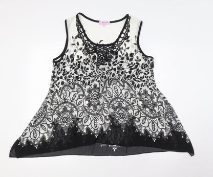 Per Una Womens White Polyester Basic Blouse Size 14 Round Neck - Embellished Front