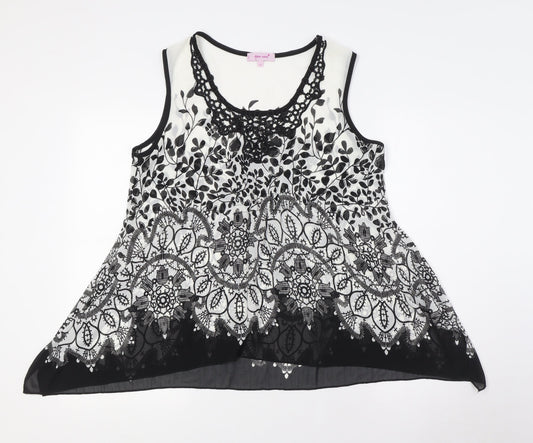 Per Una Womens White Polyester Basic Blouse Size 14 Round Neck - Embellished Front